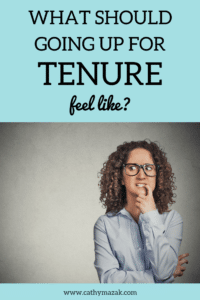 woman biting nail wearing glasses - Text: what should going up for tenure feel like?